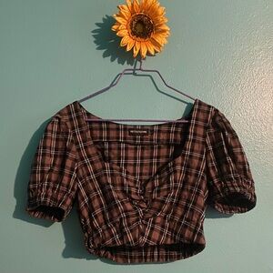 Brown checkered crop top